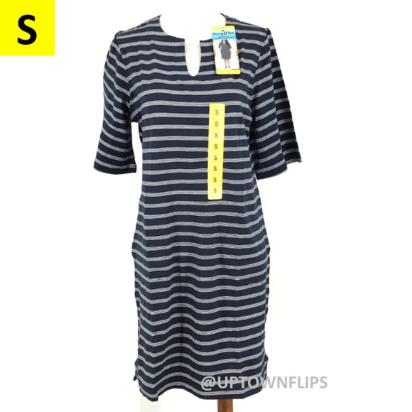 NEW Womens Pocket Dress Small Blue Striped UV Sun Protection - Picture 12 of 16